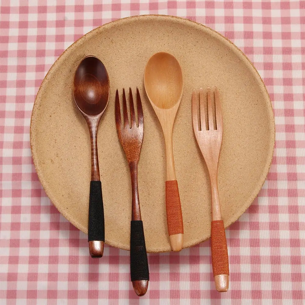 2PCS Wooden Kitchen Fork & Spoon