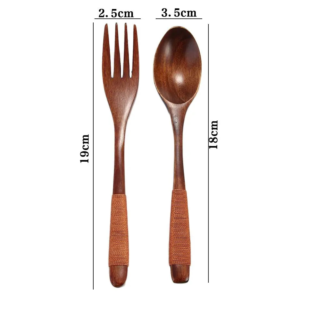 2PCS Wooden Kitchen Fork & Spoon