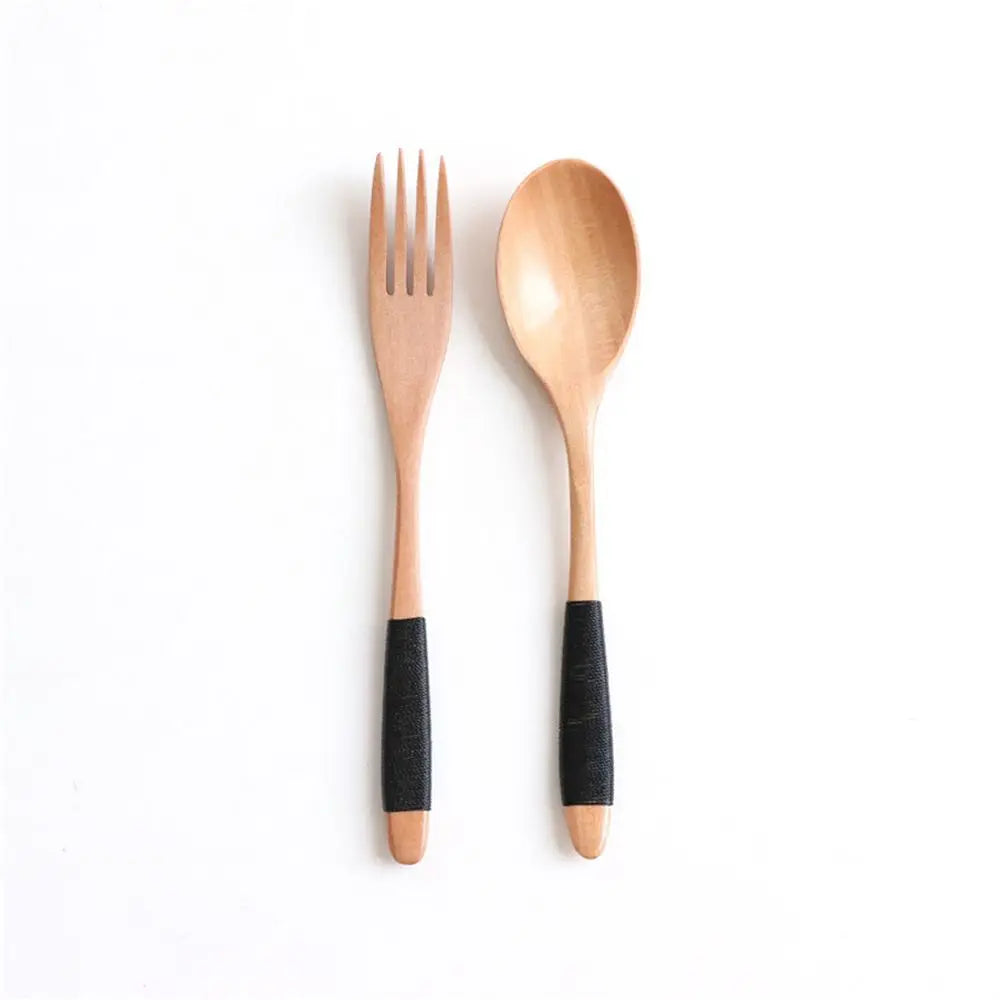 2PCS Wooden Kitchen Fork & Spoon