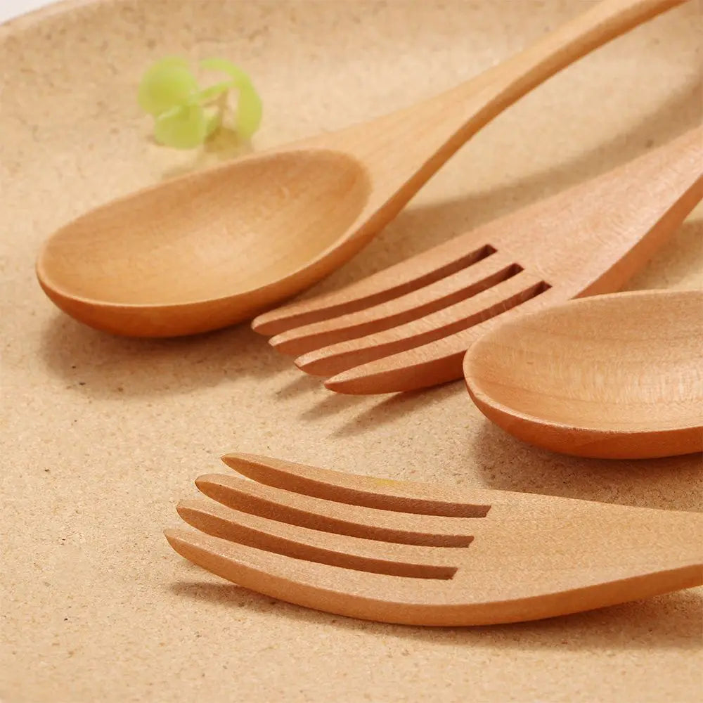 2PCS Wooden Kitchen Fork & Spoon