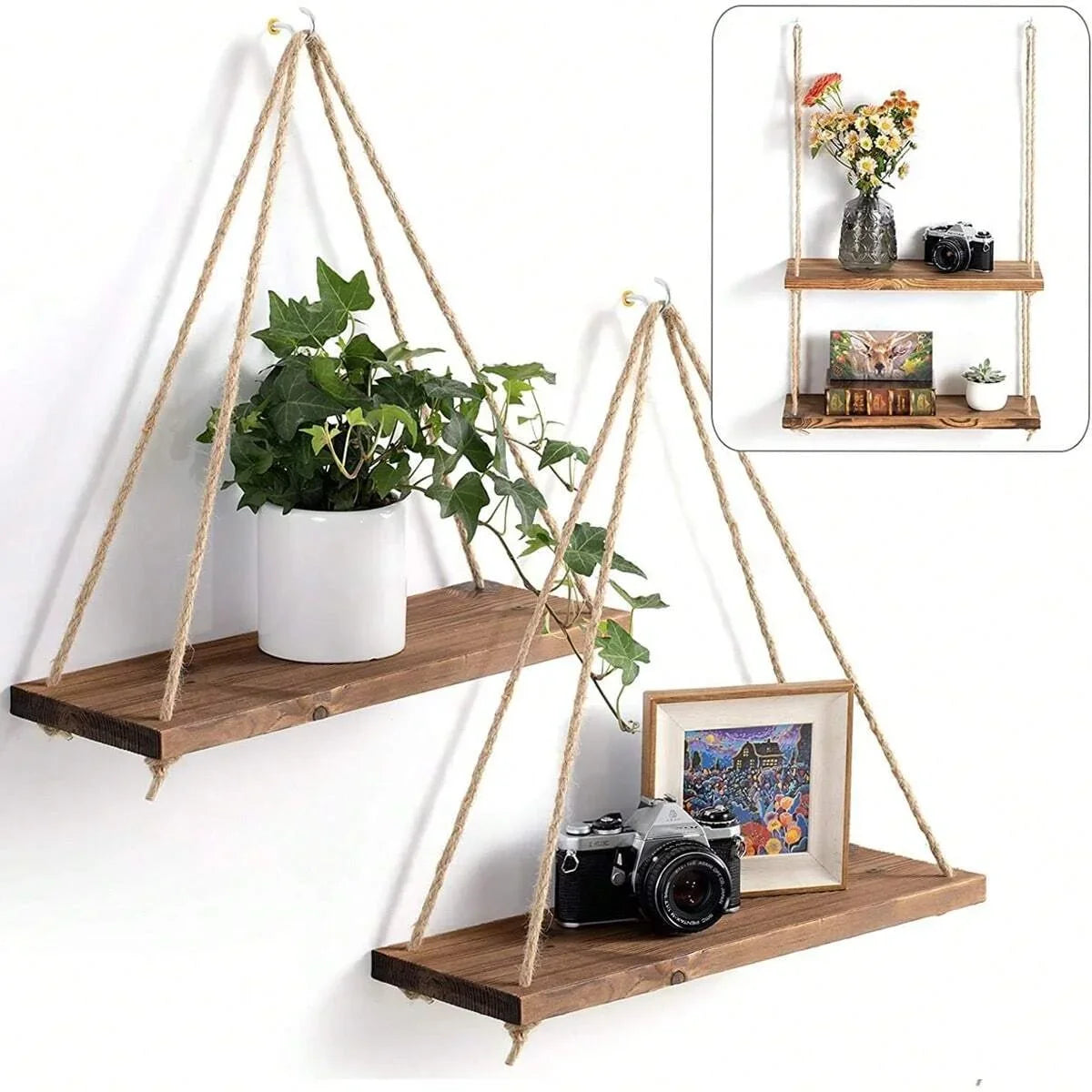 Wooden Swing Wall Shelve