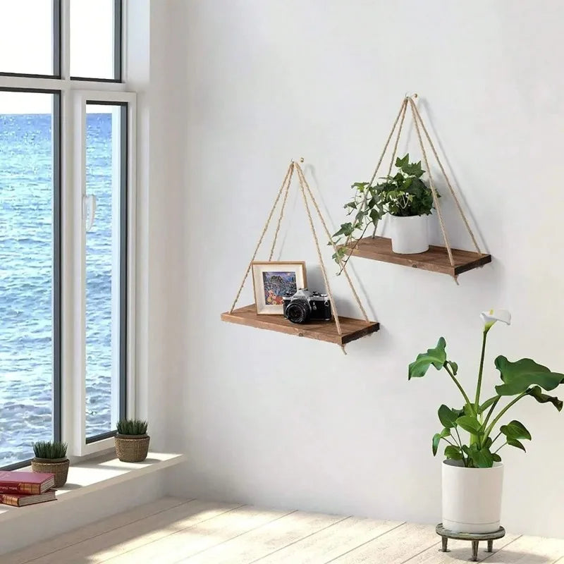 Wooden Swing Wall Shelve