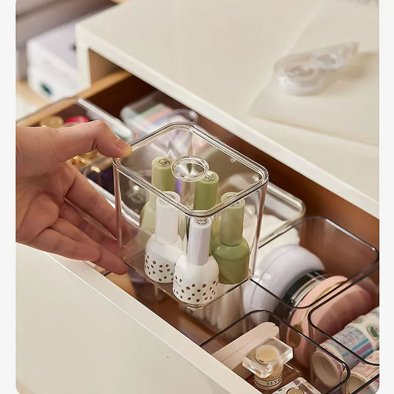 Acrylic Plastic Storage Box With Lid Makeup Organizer