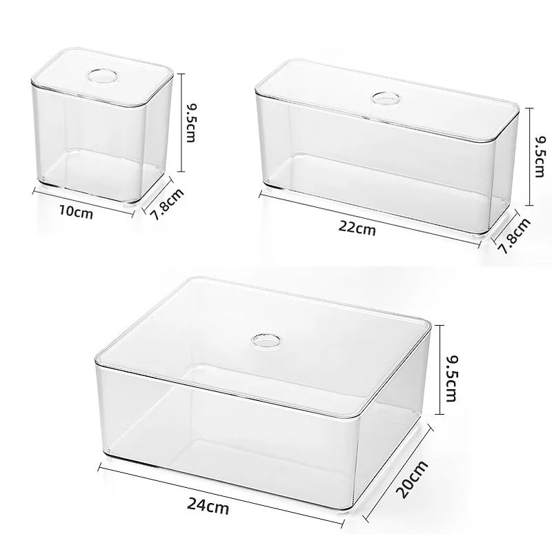 Acrylic Plastic Storage Box With Lid Makeup Organizer