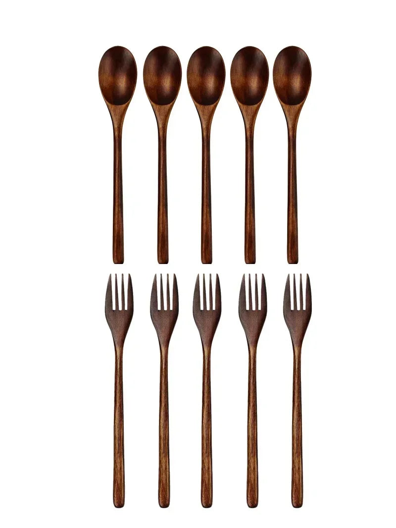 5 Pieces Wooden Spoon & Fork