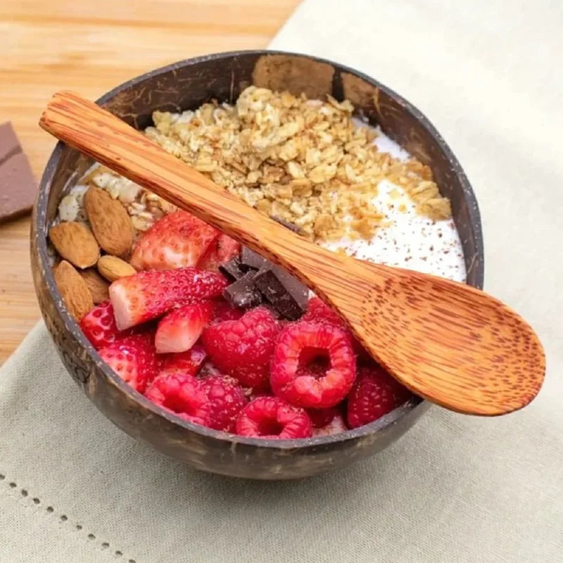 Natural Coconut Shell Bowl Light Food Container Wooden Dessert Fruit Salad Bowl Southeast Asia Tableware Set