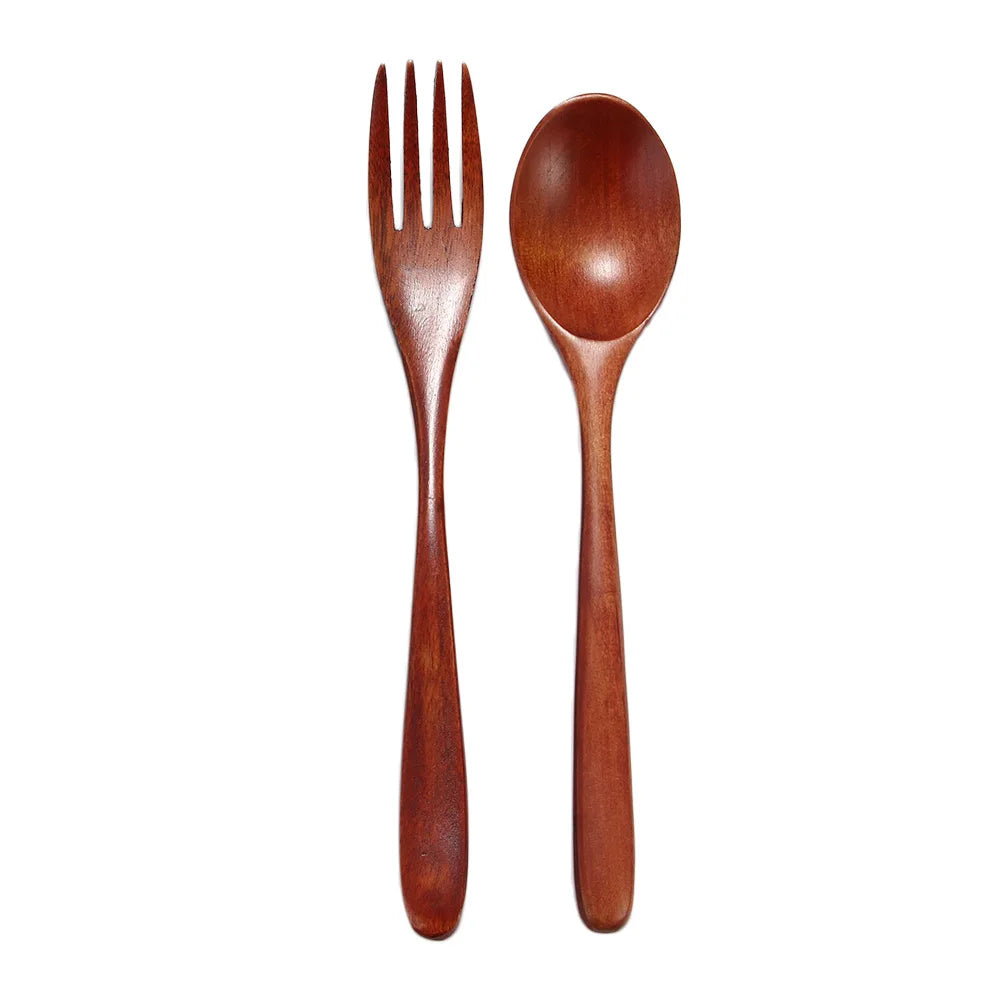 2PCS Wooden Kitchen Fork & Spoon