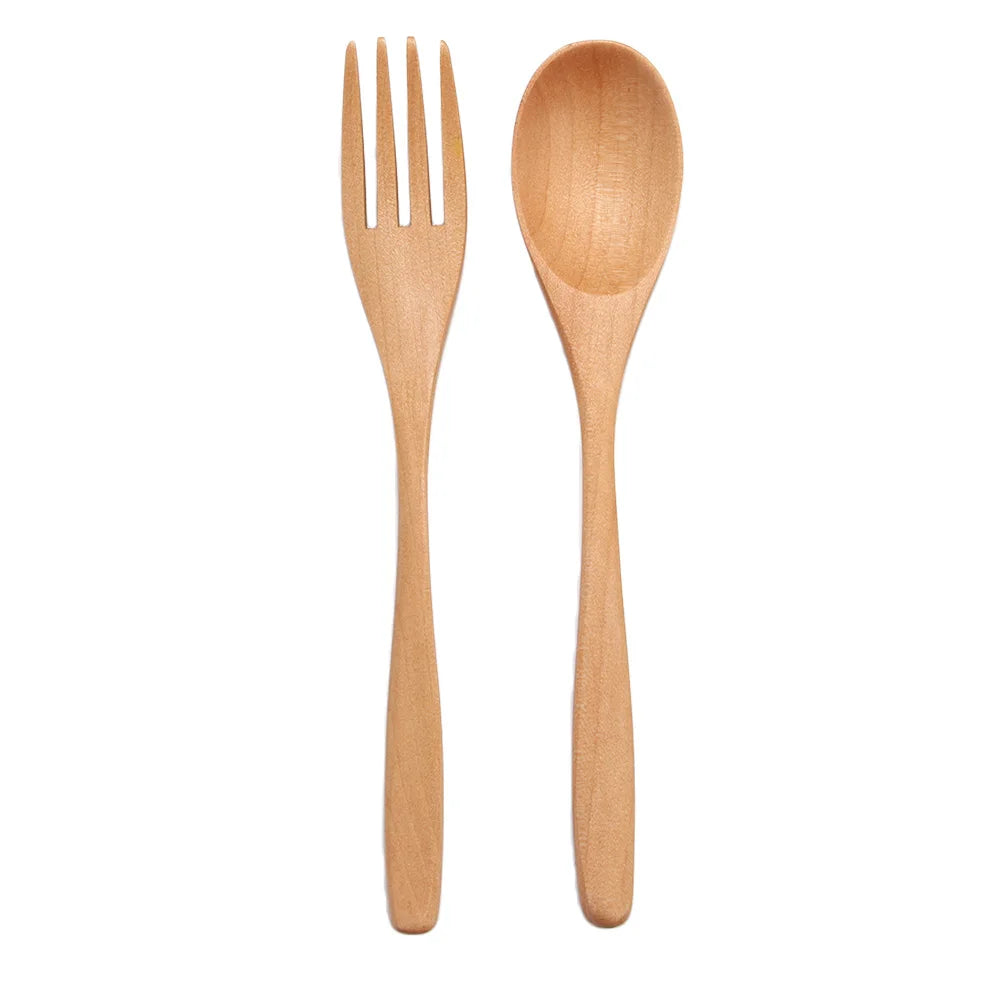 2PCS Wooden Kitchen Fork & Spoon