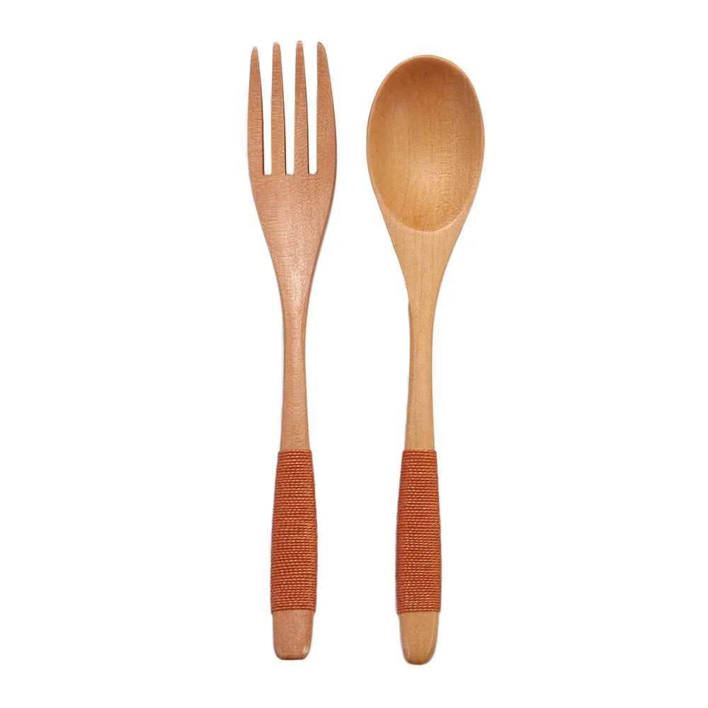 2PCS Wooden Kitchen Fork & Spoon