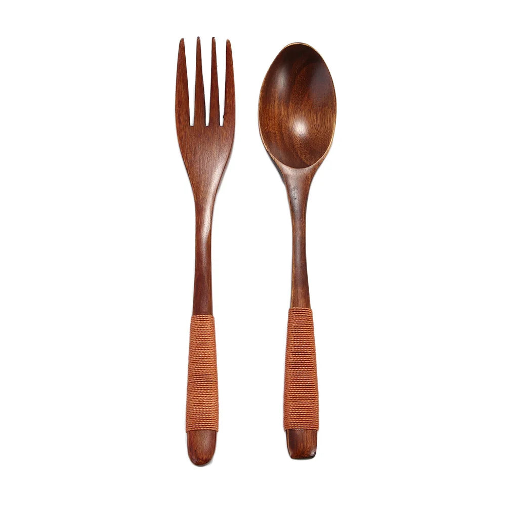 2PCS Wooden Kitchen Fork & Spoon