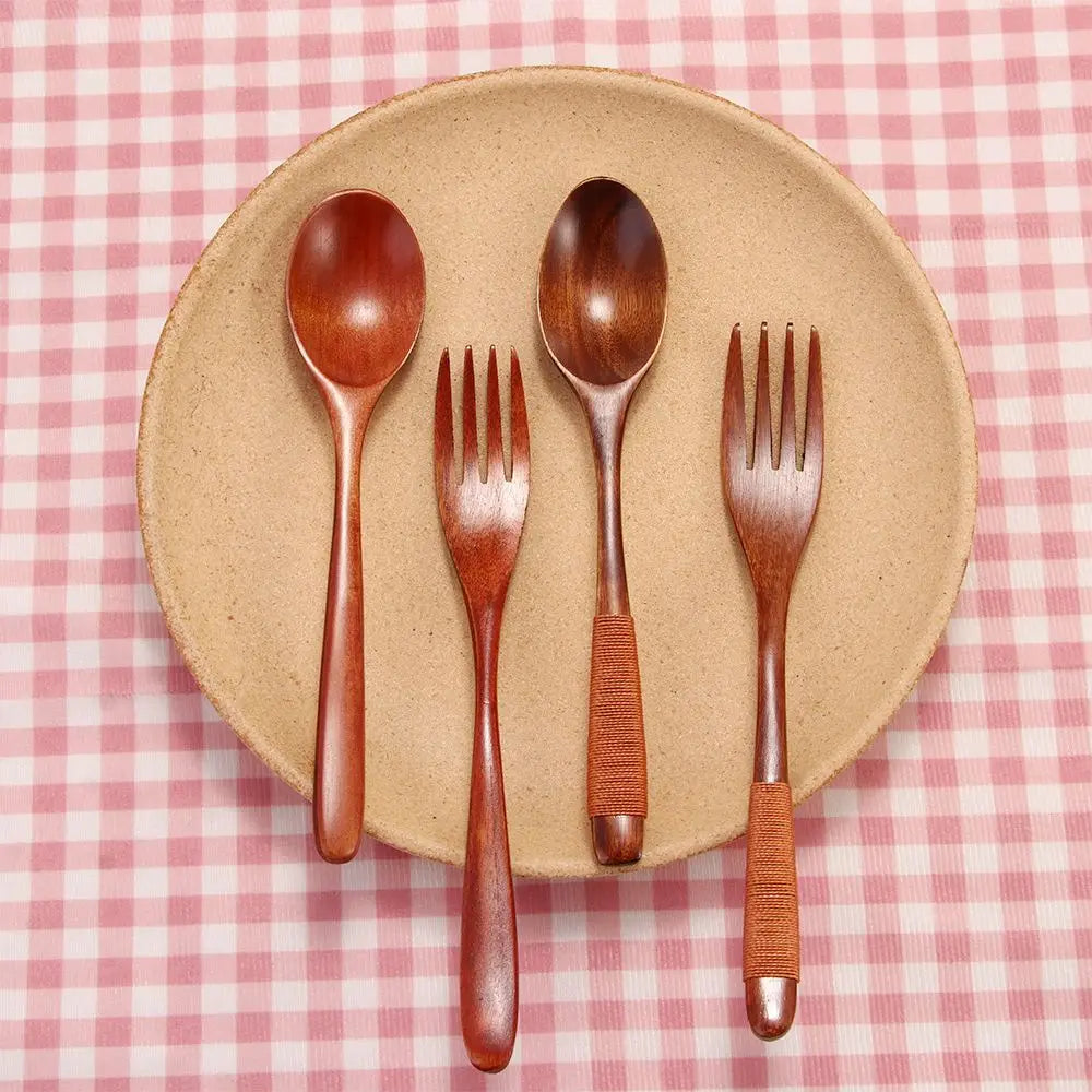 2PCS Wooden Kitchen Fork & Spoon