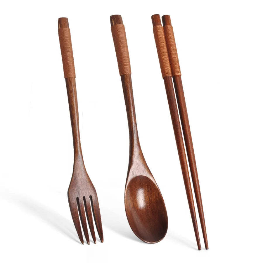 5 Pieces Wooden Spoon & Fork