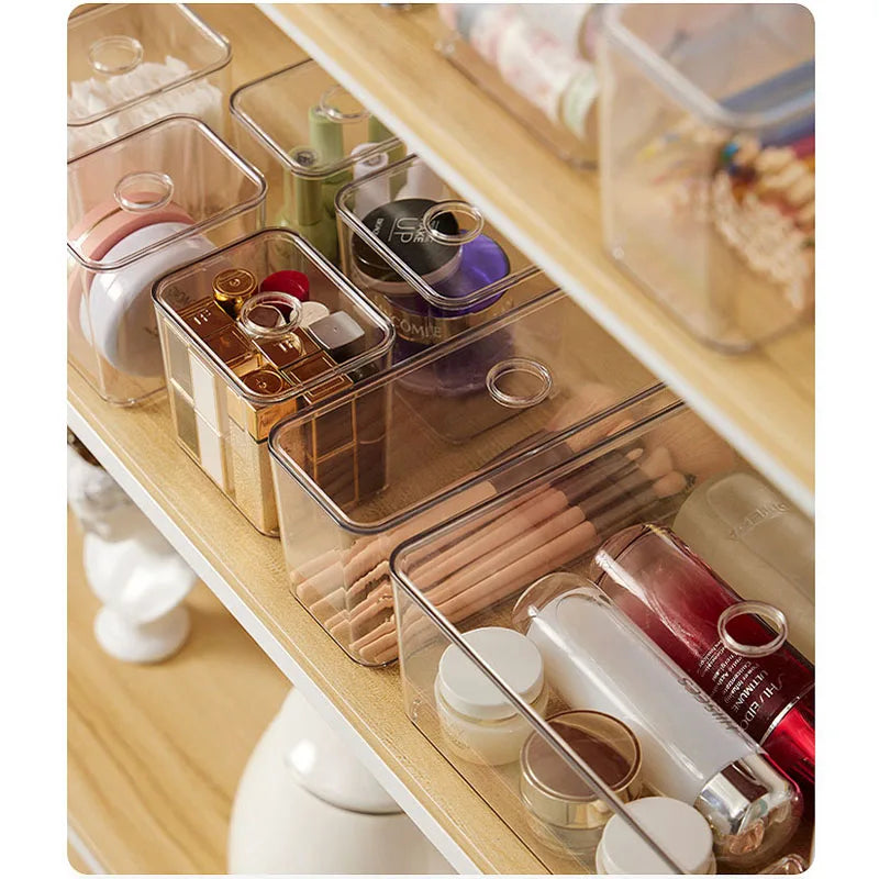 Acrylic Plastic Storage Box With Lid Makeup Organizer