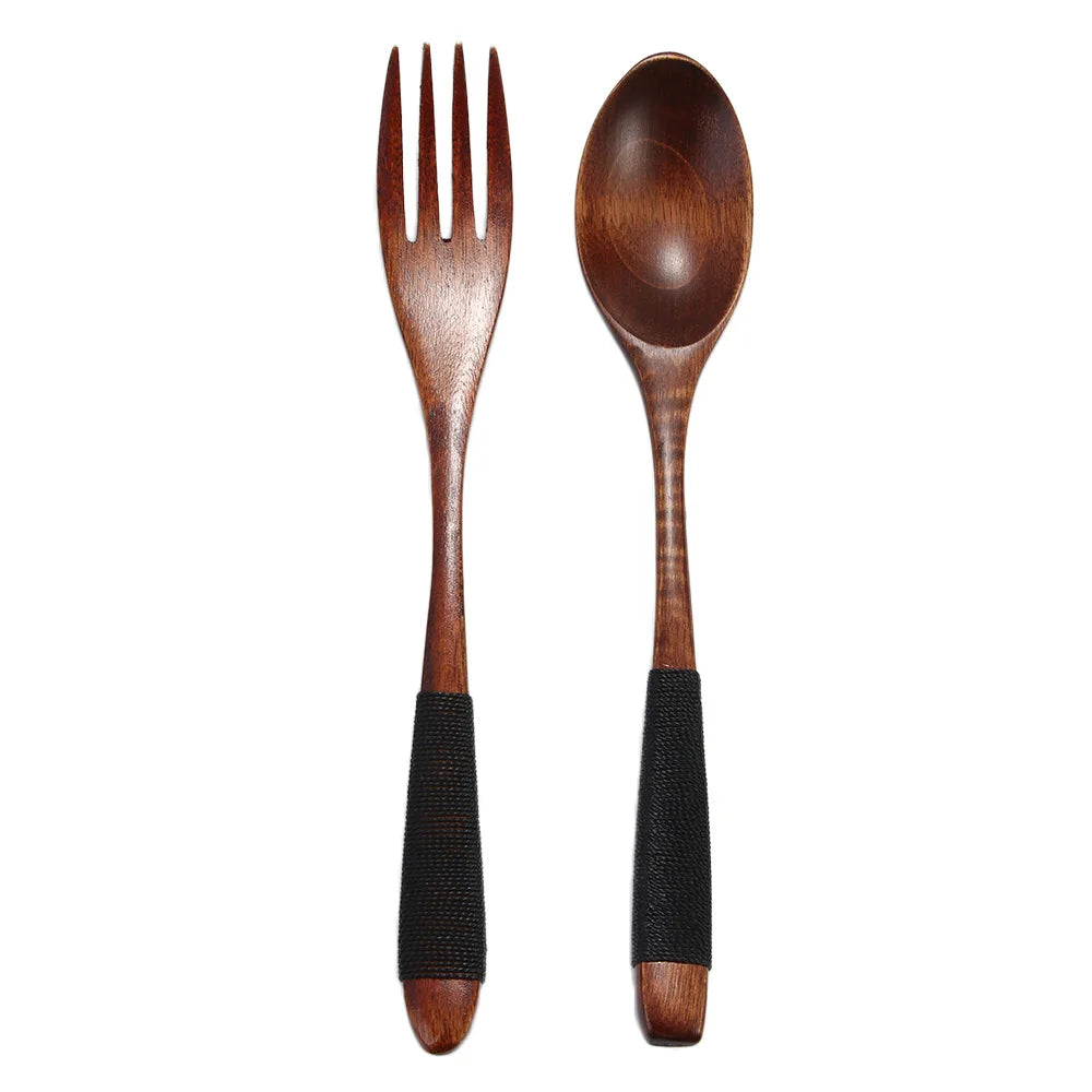 2PCS Wooden Kitchen Fork & Spoon